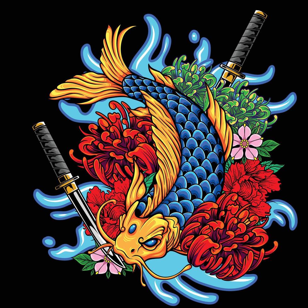 Vector illustration of japanese koi fish