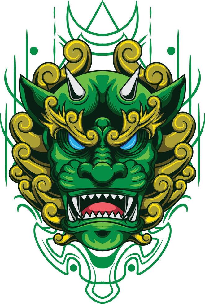 vector illustration of japanese guardian dog Komainu