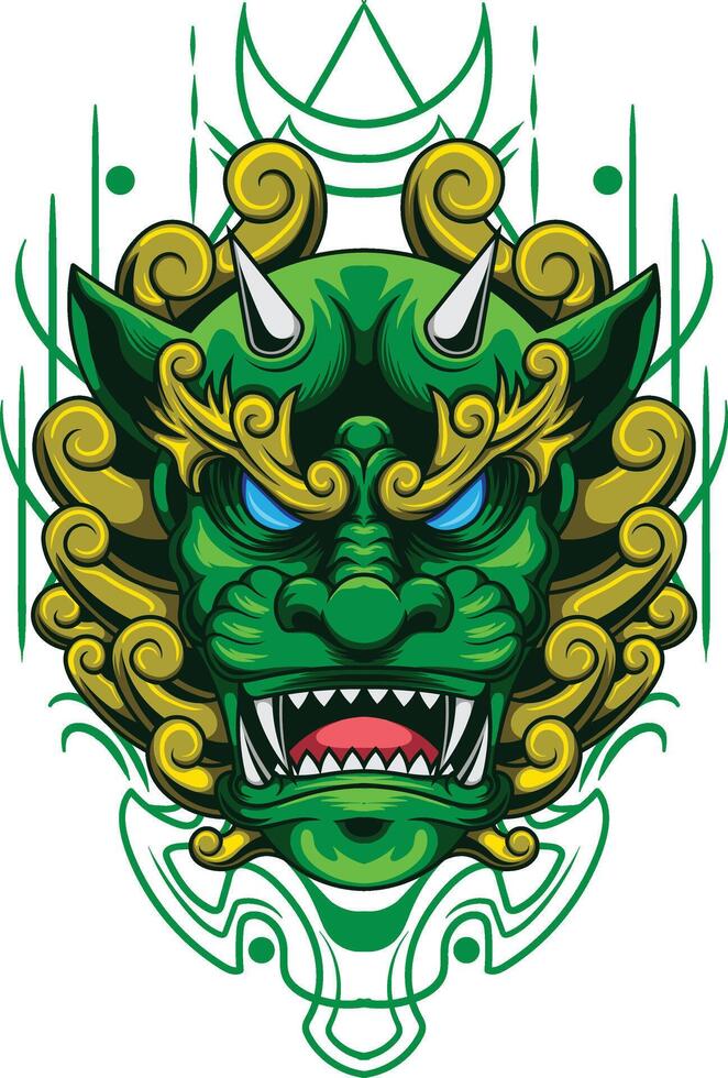 vector ilustración de japonés guardián perro komainu