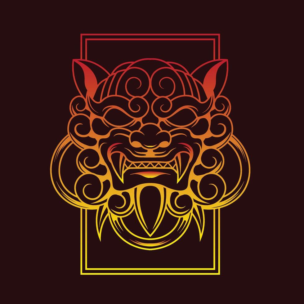 vector illustration of japanese guardian dog Komainu