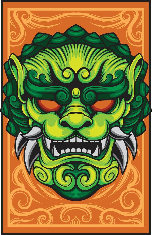 vector illustration of japanese guardian dog Komainu