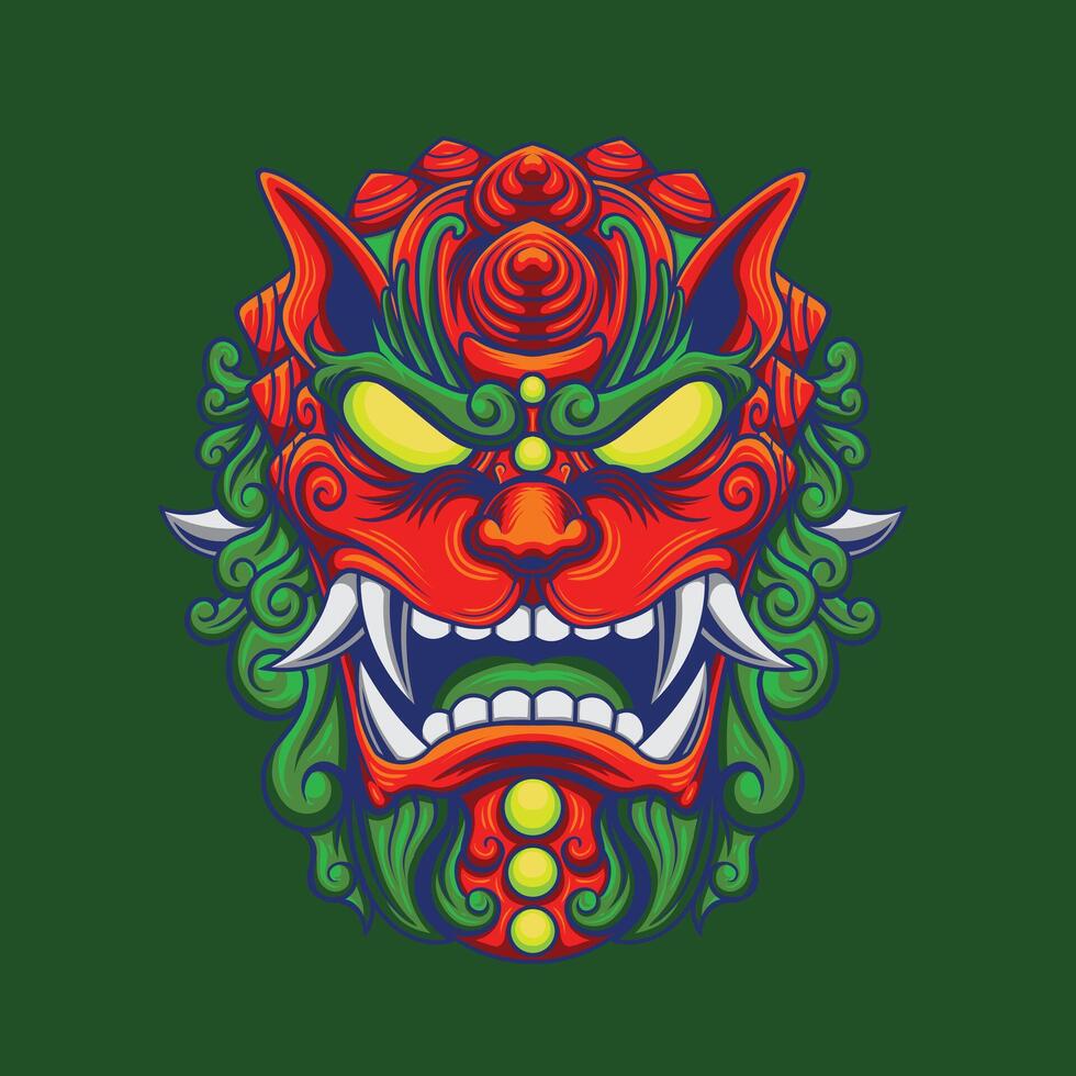 vector illustration of japanese guardian dog Komainu