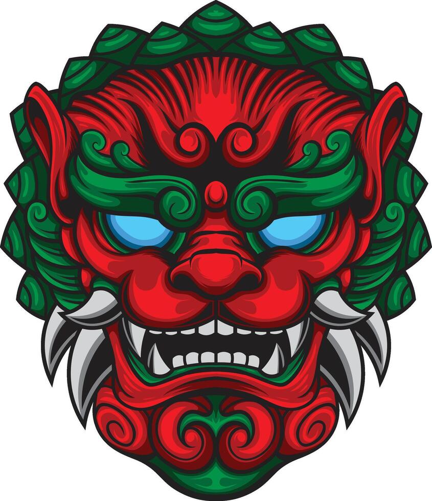 vector illustration of japanese guardian dog Komainu