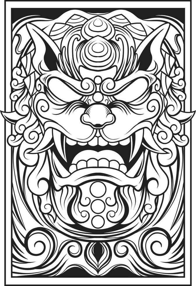 vector illustration of japanese guardian dog Komainu