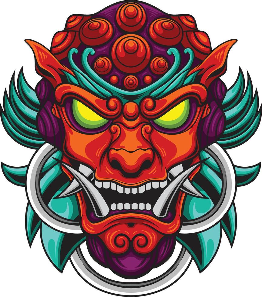 vector illustration of japanese guardian dog Komainu