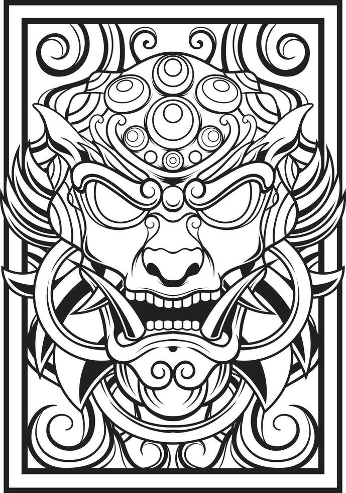 vector illustration of japanese guardian dog Komainu