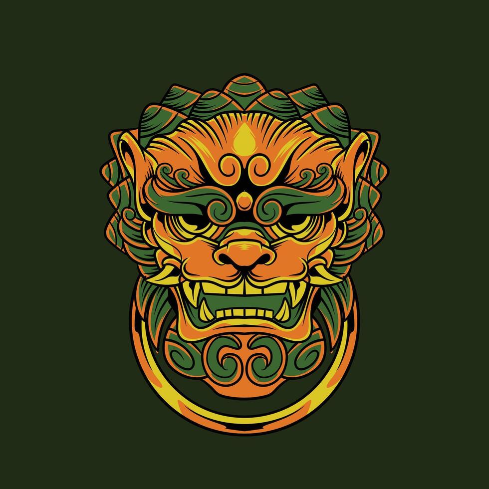 vector illustration of japanese guardian dog Komainu