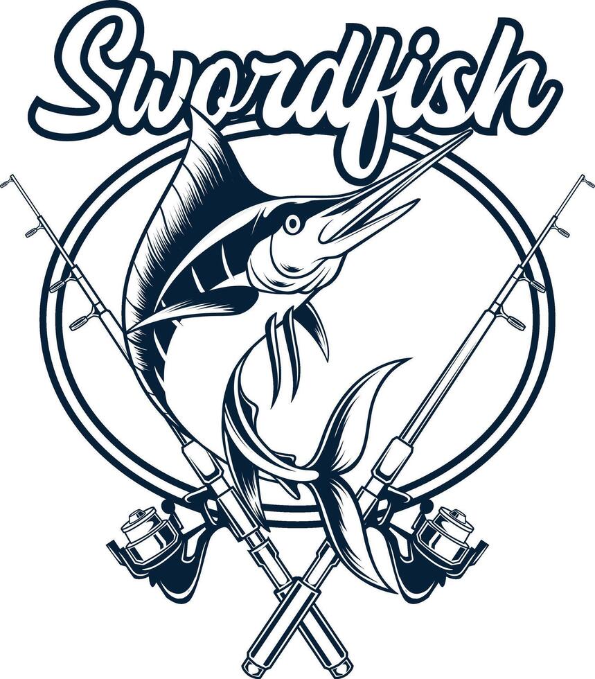 vector illustration of swordfish for fisihing badge