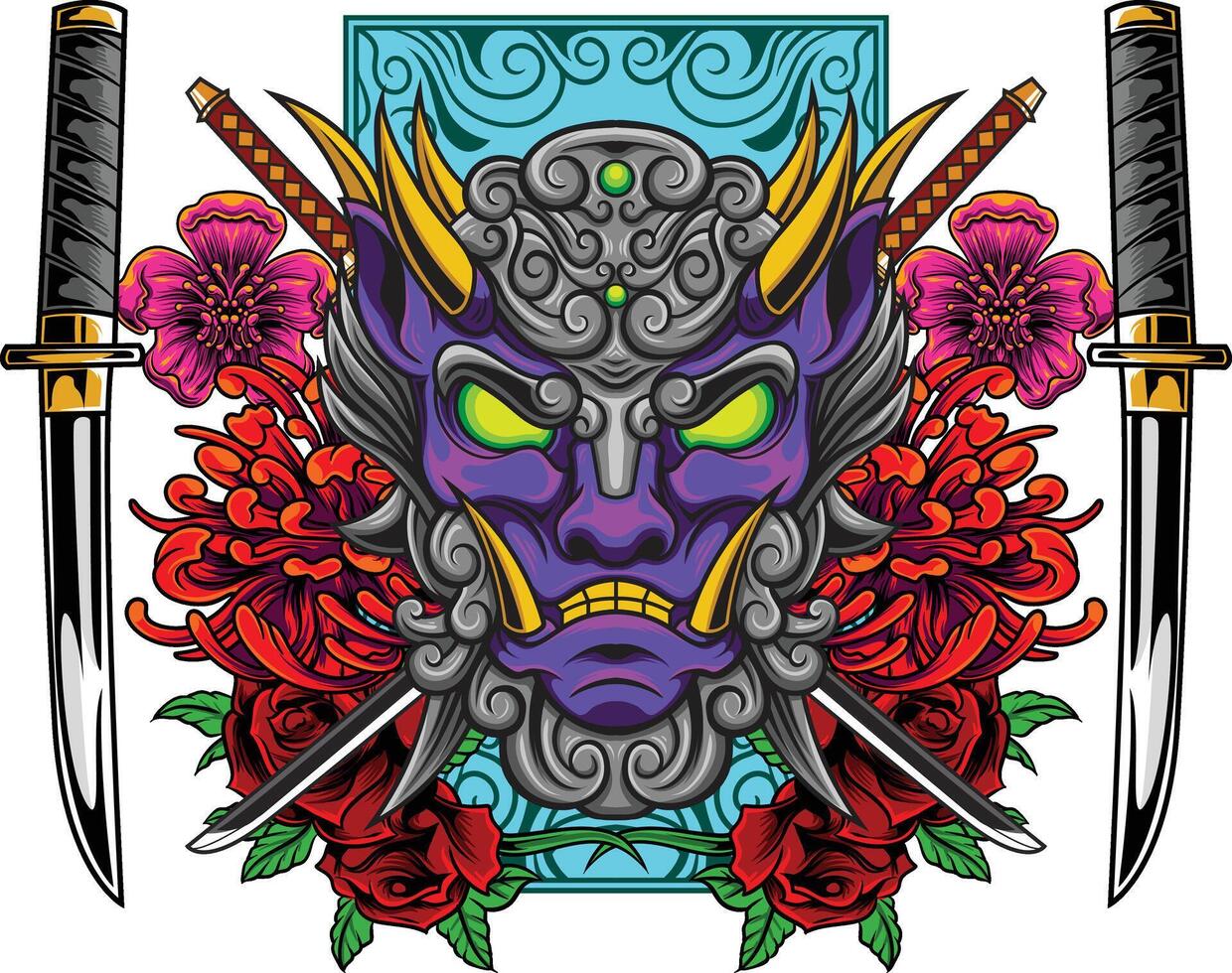 vector illustration of japanese guardian dog Komainu