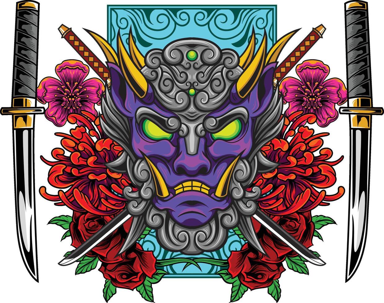 vector illustration of japanese guardian dog Komainu