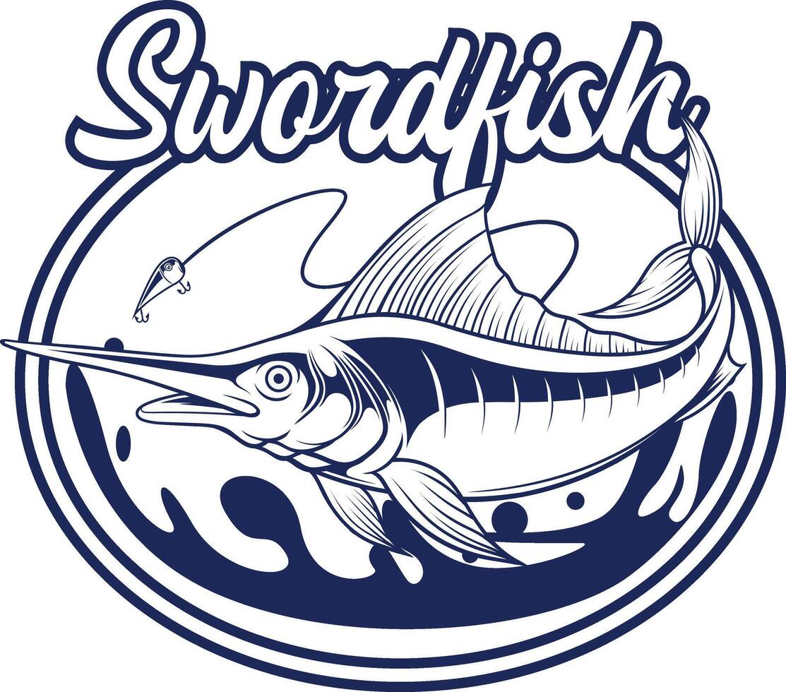 vector illustration of swordfish for fisihing badge
