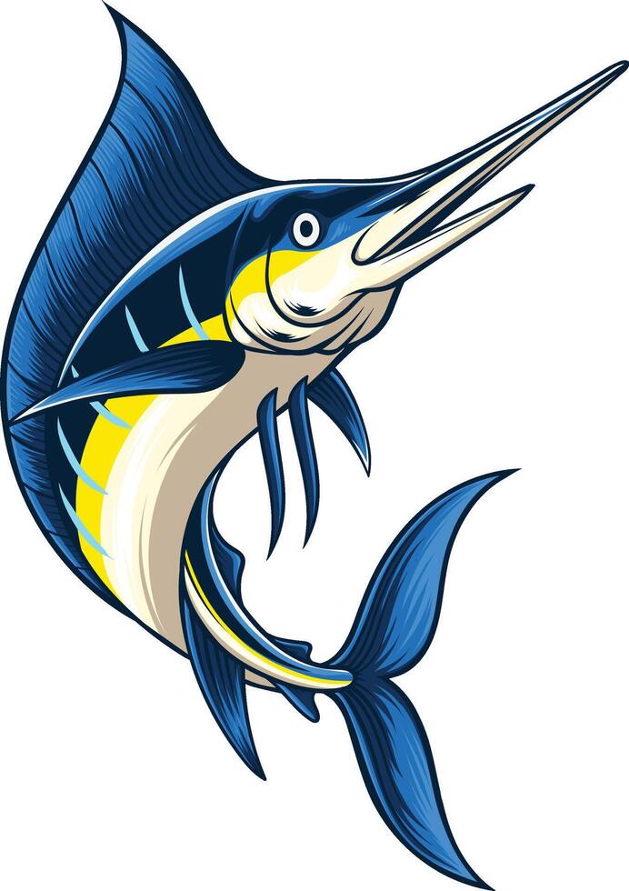 vector illustration of swordfish for fisihing badge