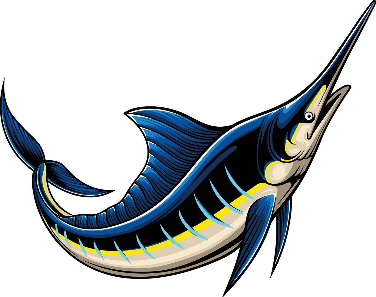 vector ilustración de pez espada para fisihing Insignia