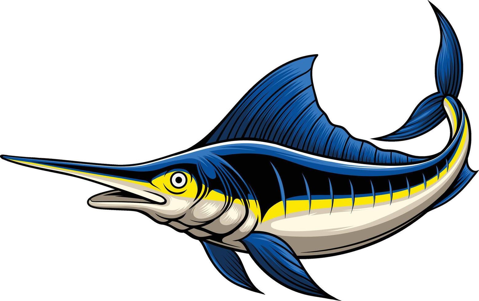 vector illustration of swordfish for fisihing badge