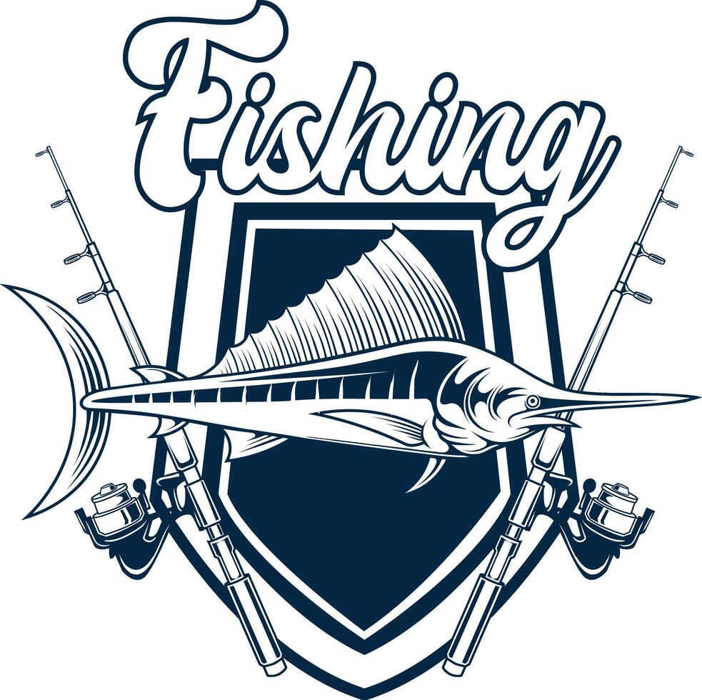 vector illustration of swordfish for fisihing badge