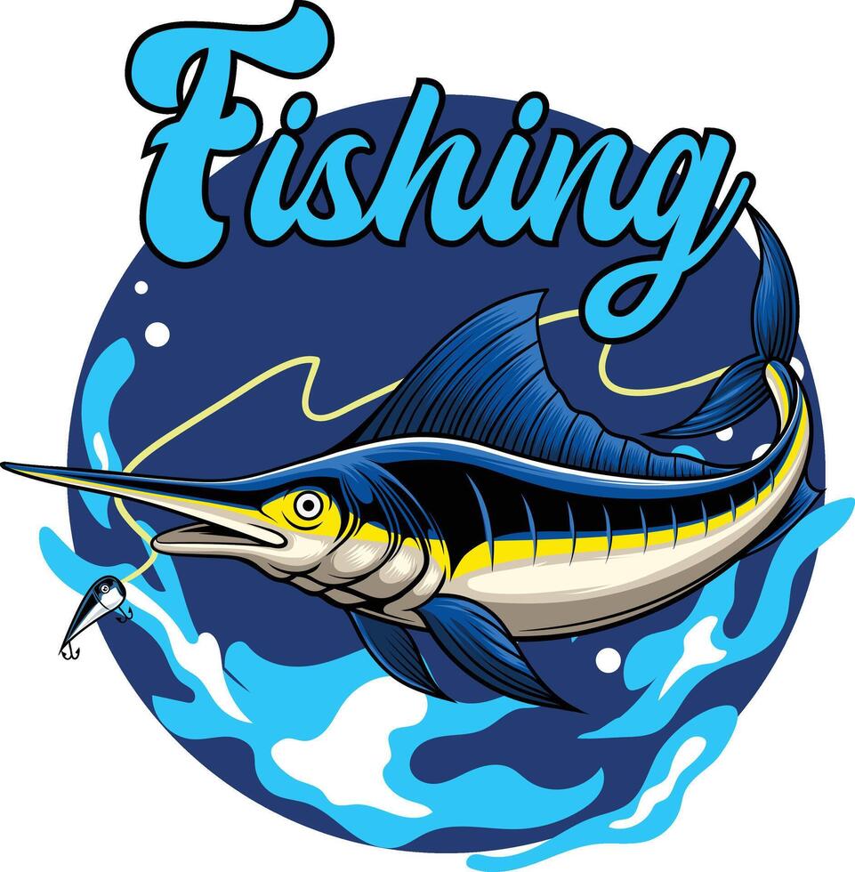vector illustration of swordfish for fisihing badge