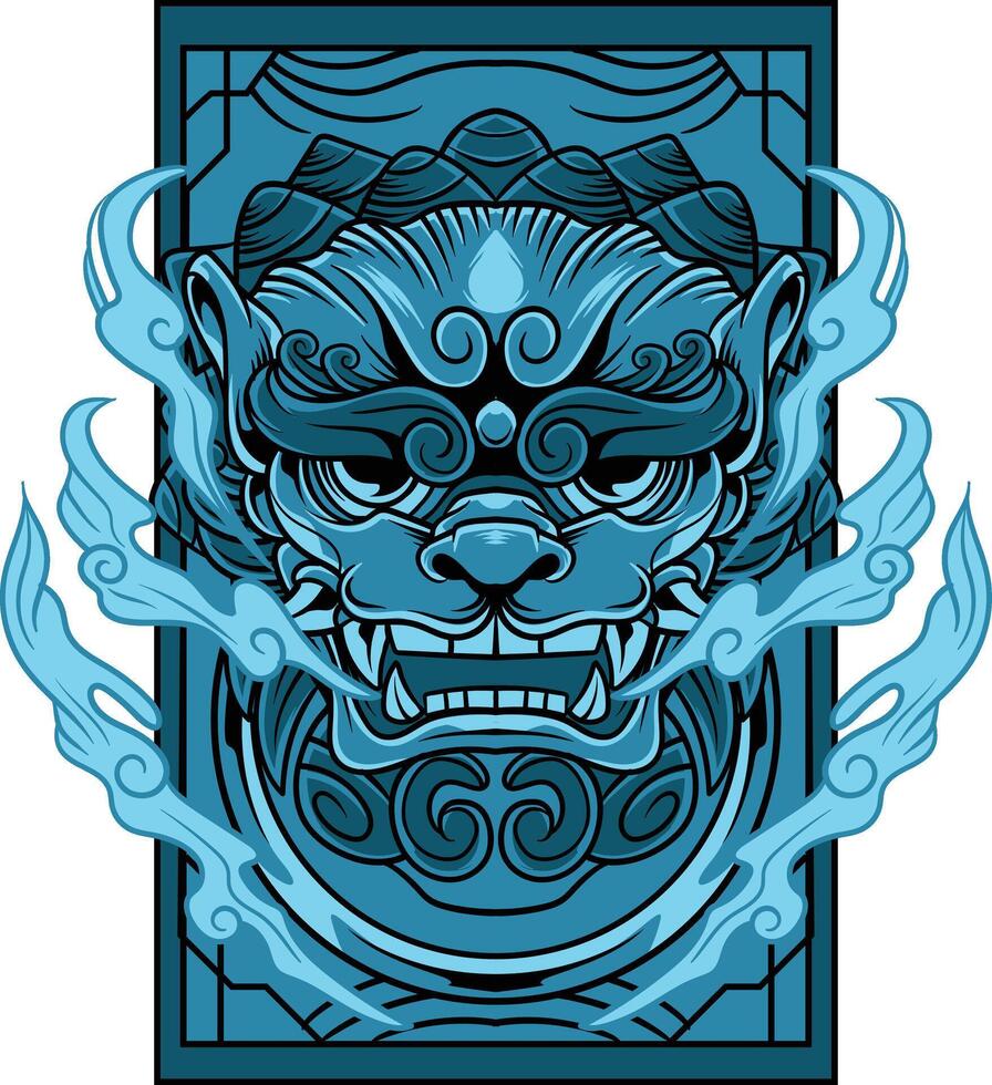 vector illustration of japanese guardian dog Komainu