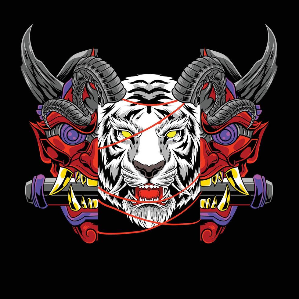 Tiger head illustration vector