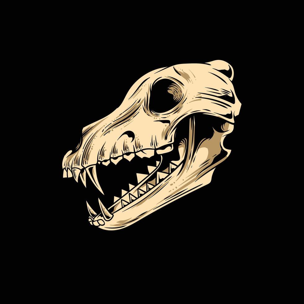 vector illustration of wolf skull