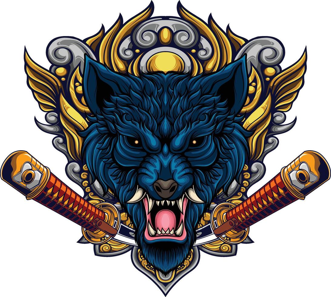 vector illustration of japanese wolf