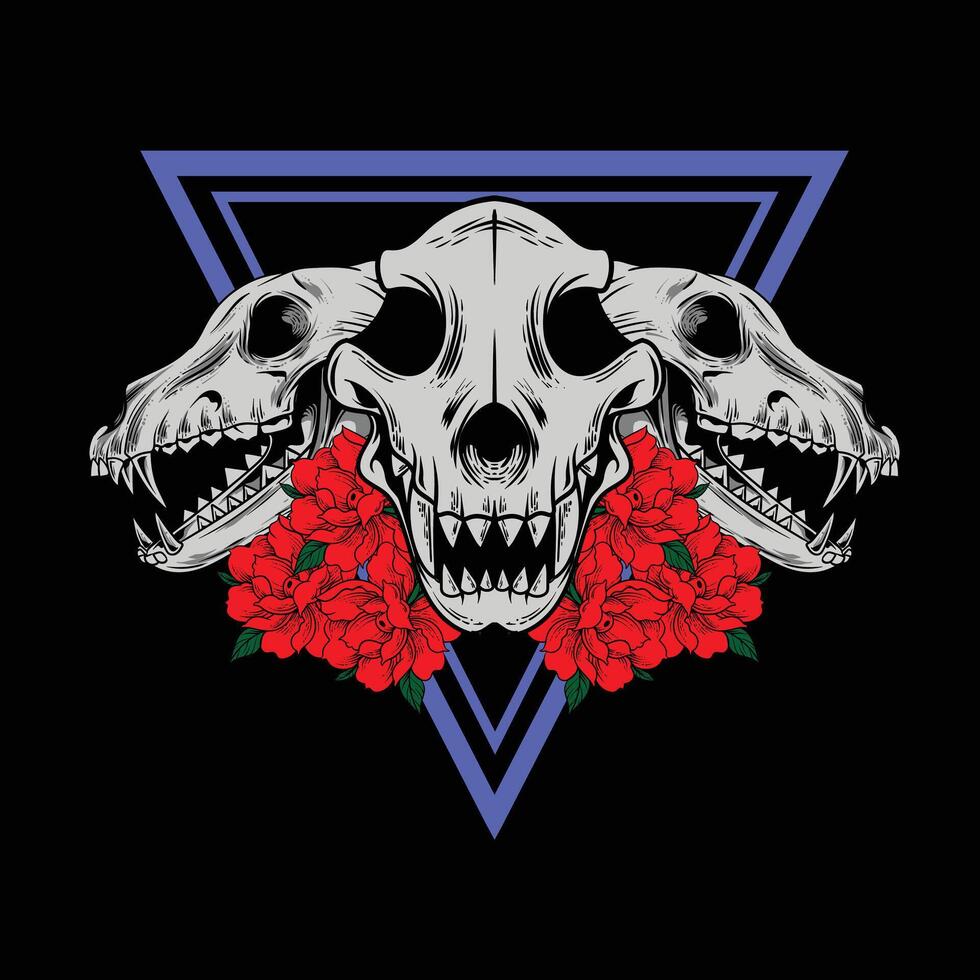 vector illustration of wolf skull