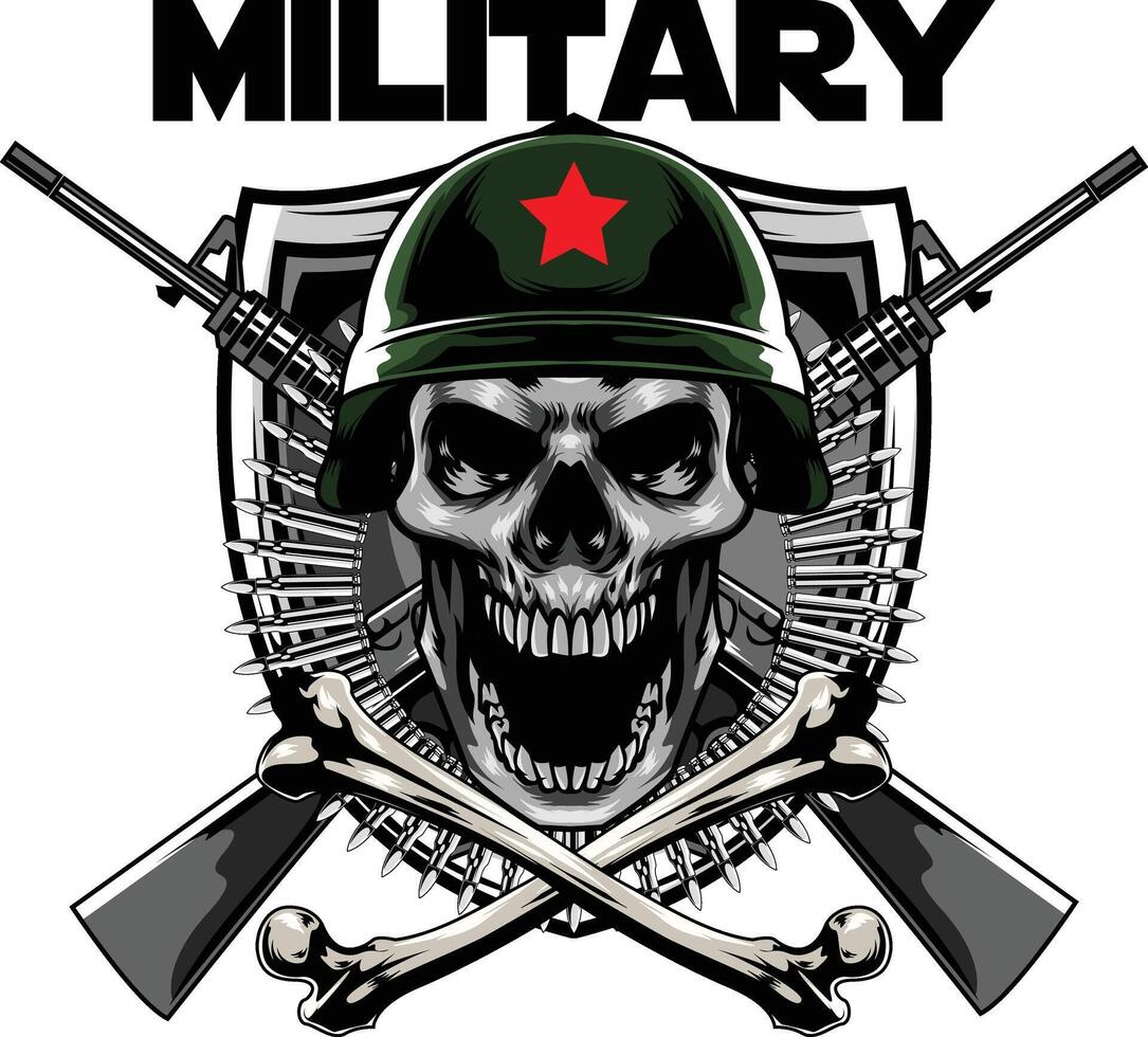 Vector illustration of military skull with premium quality stock vector