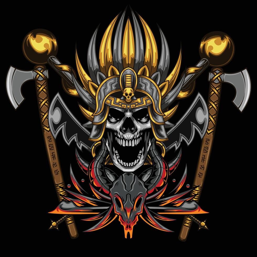 Vector illustration of aztec skull