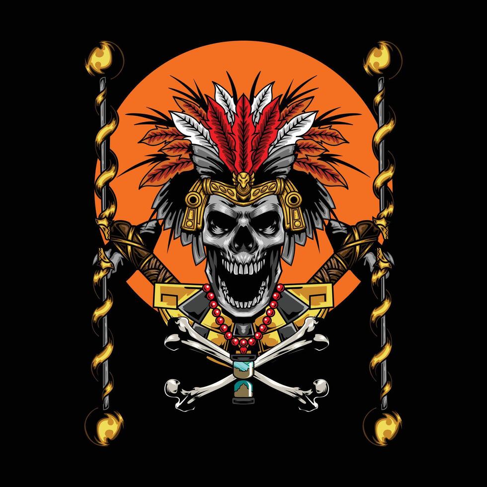 Vector illustration of aztec skull