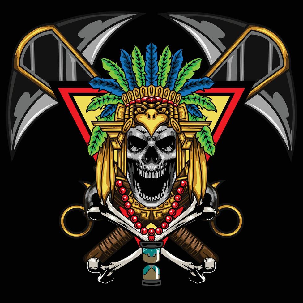 Vector illustration of aztec skull