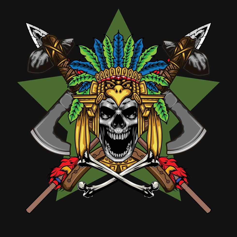 Vector illustration of aztec skull