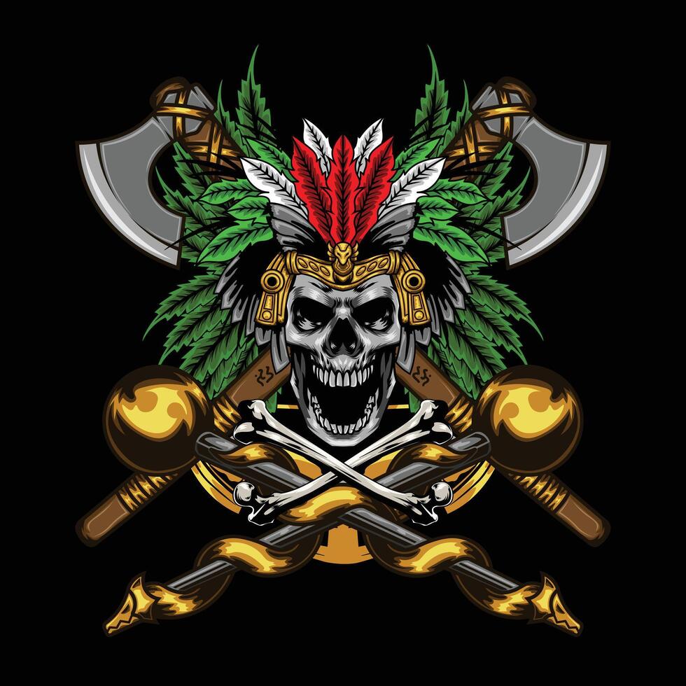 Vector illustration of aztec skull