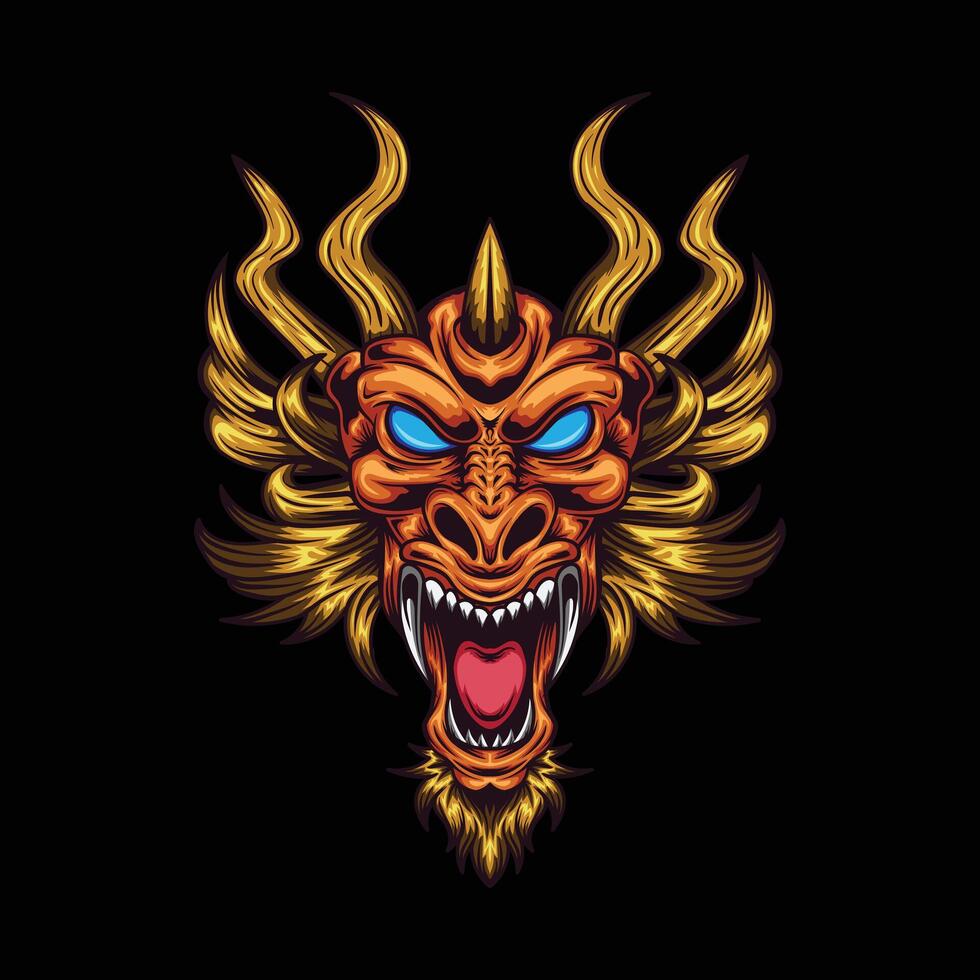 vector illustration of japanese dragon head