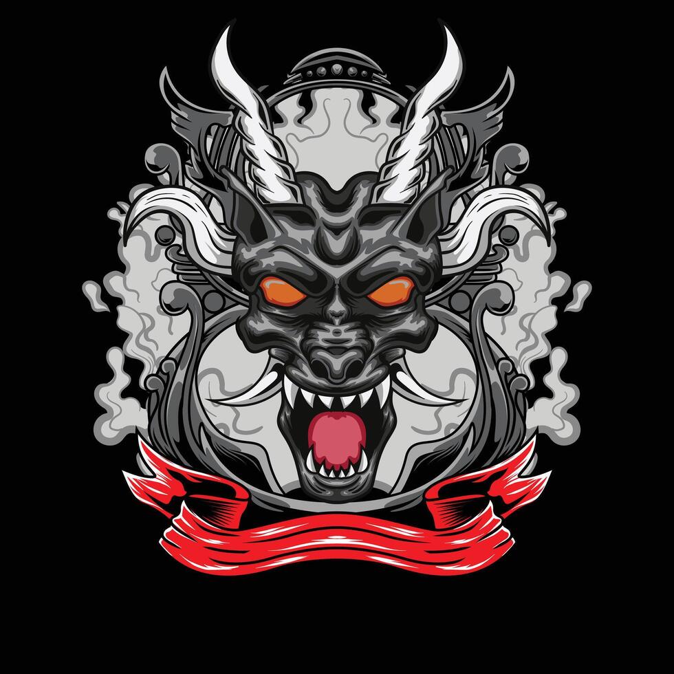 vector illustration of japanese dragon head