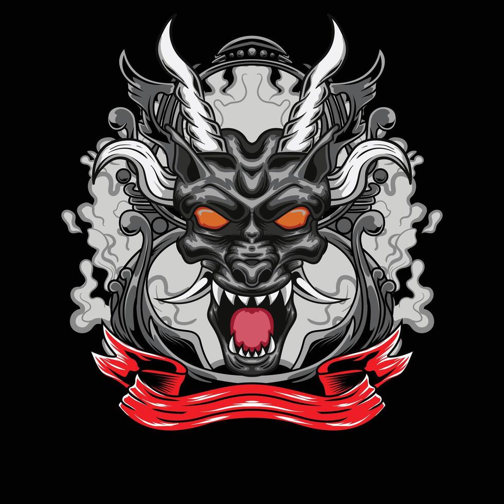 vector illustration of japanese dragon head