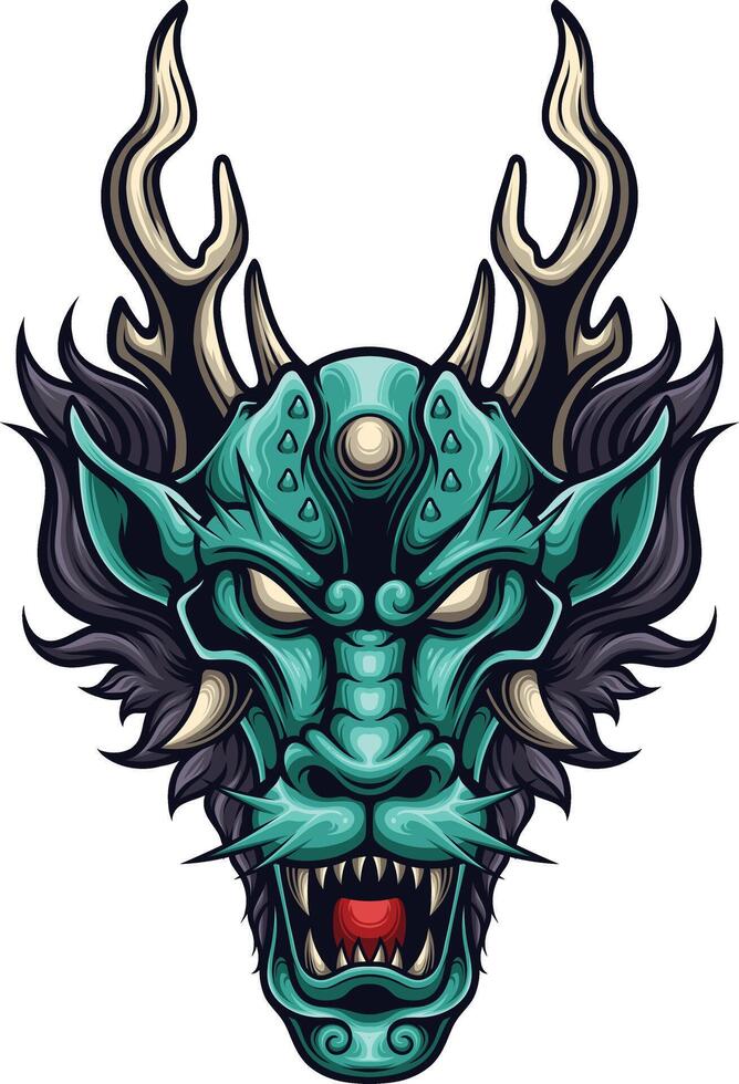 vector illustration of japanese dragon head