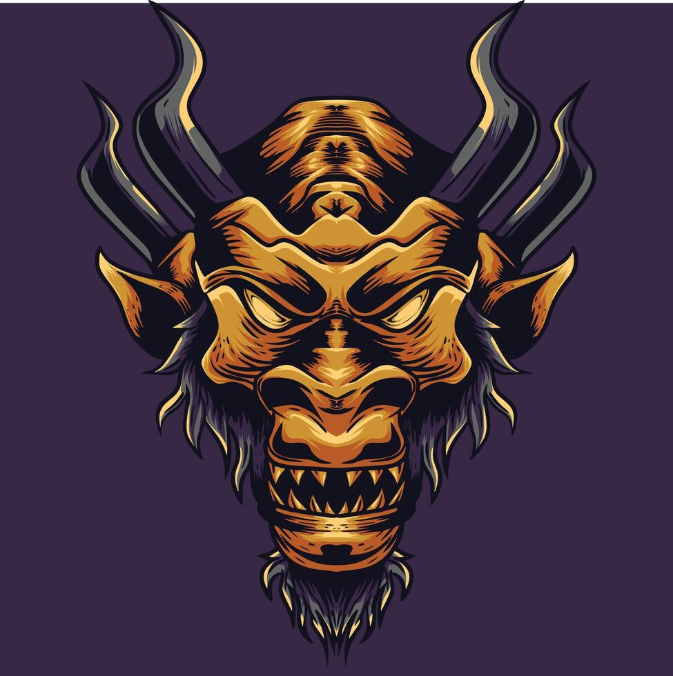 vector illustration of japanese dragon head