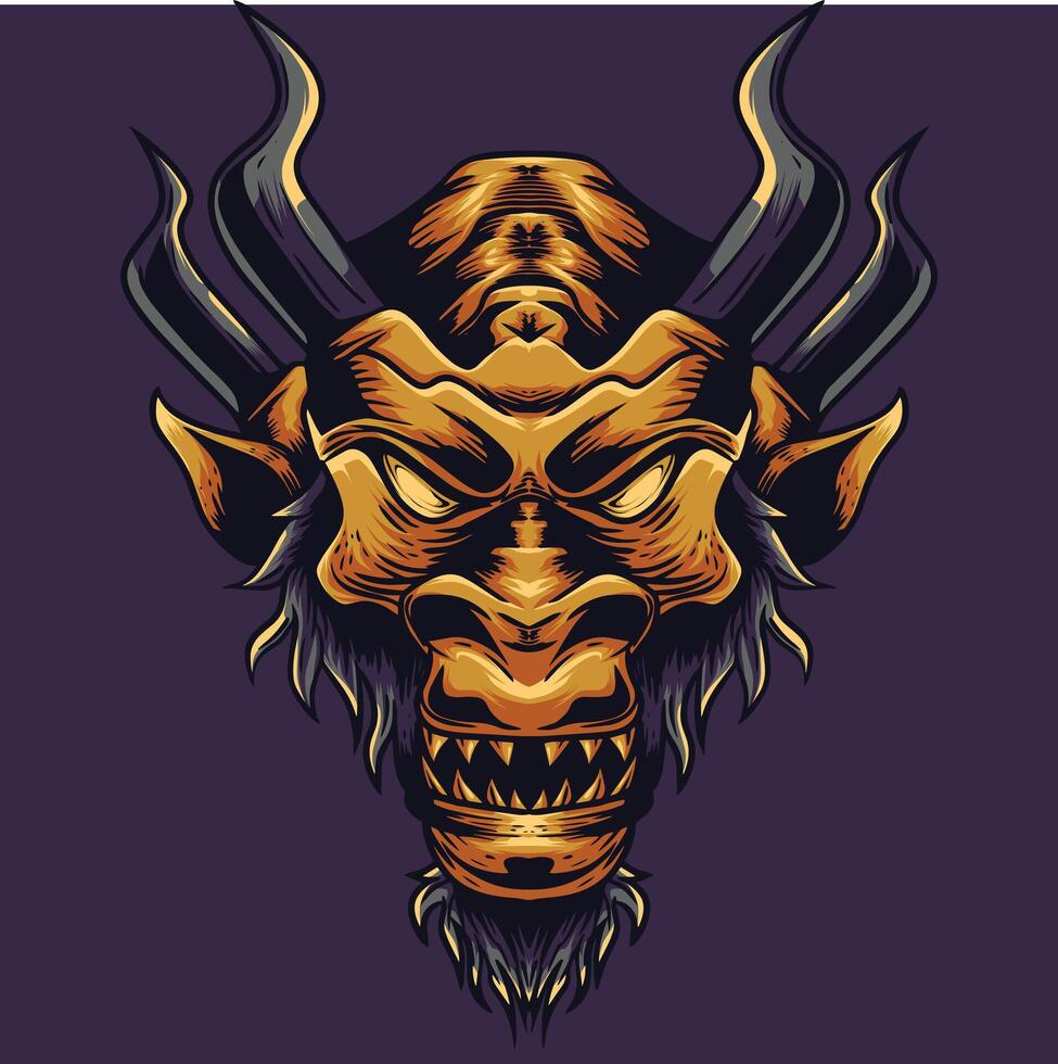 vector illustration of japanese dragon head