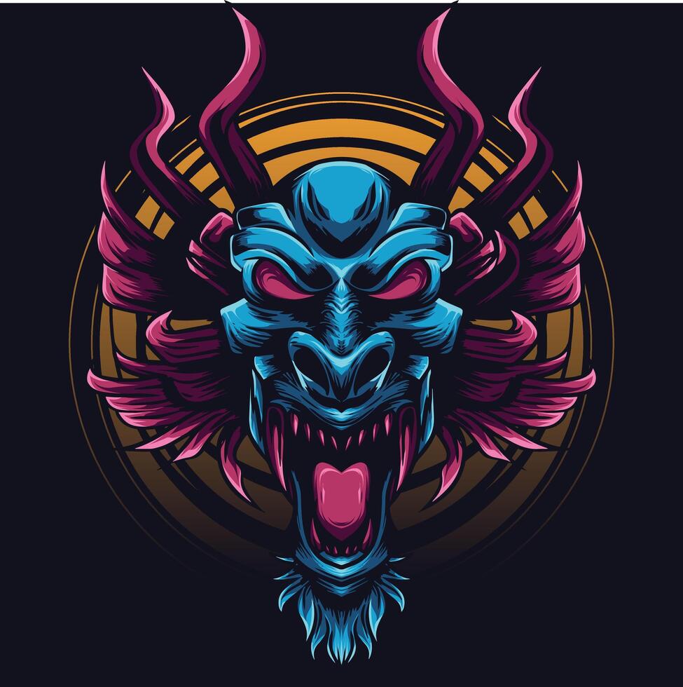 vector illustration of japanese dragon head