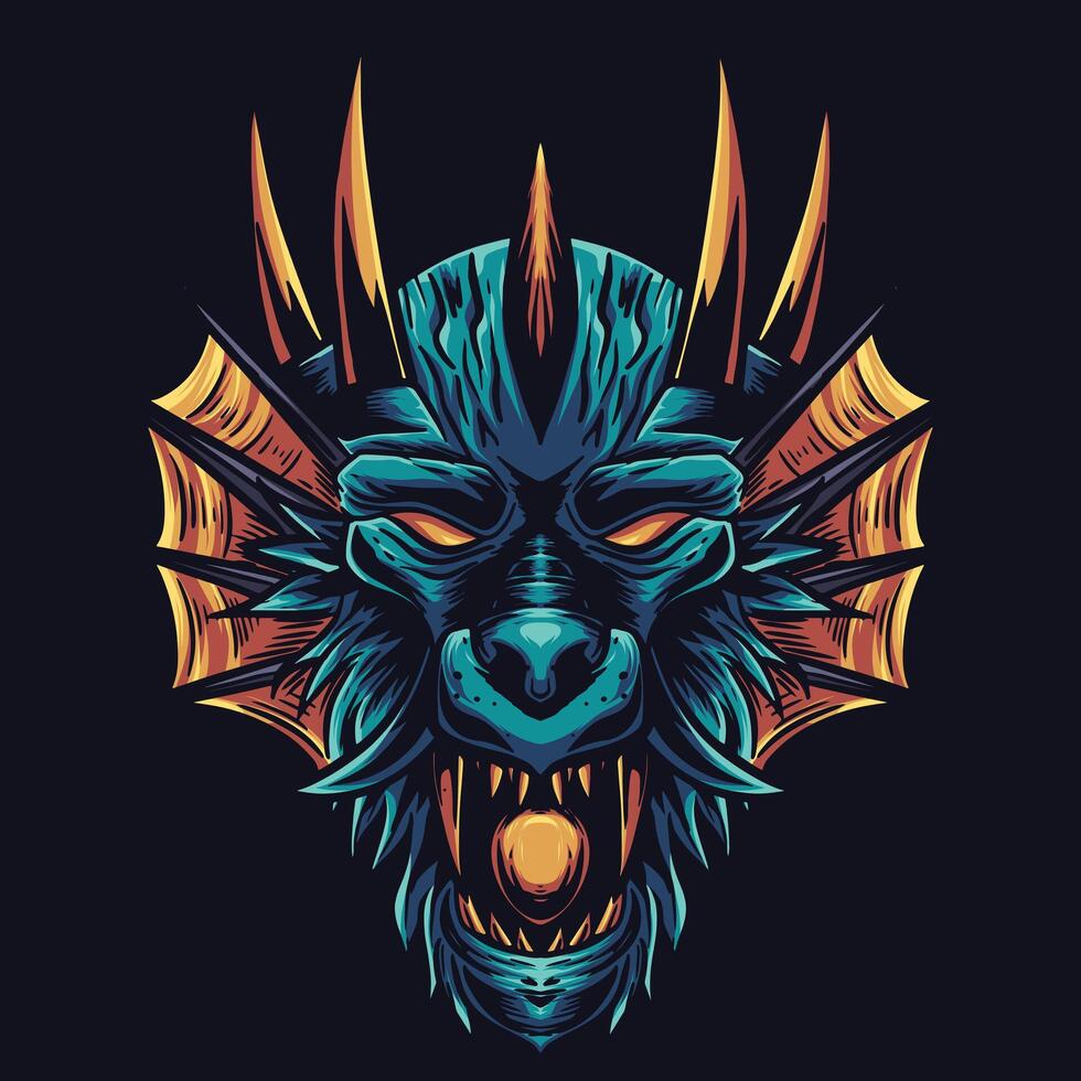 vector illustration of japanese dragon head