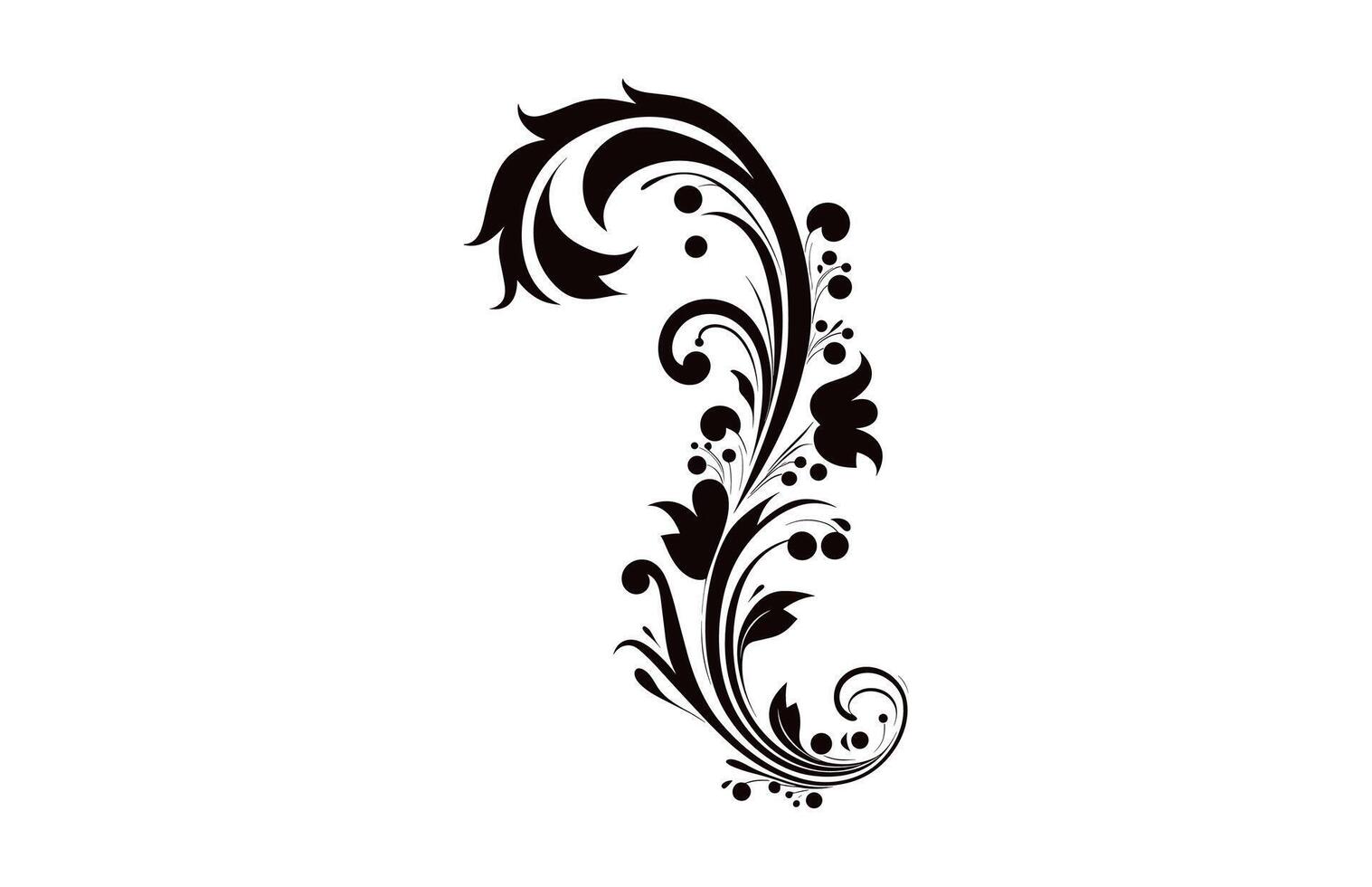 A floral Baroque vector black silhouette free