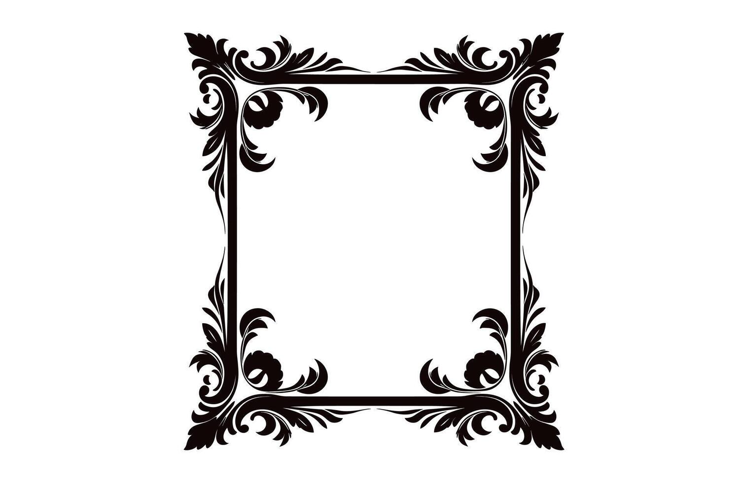 A vintage Decorative corner Frame Vector black outline design element isolated on a white background