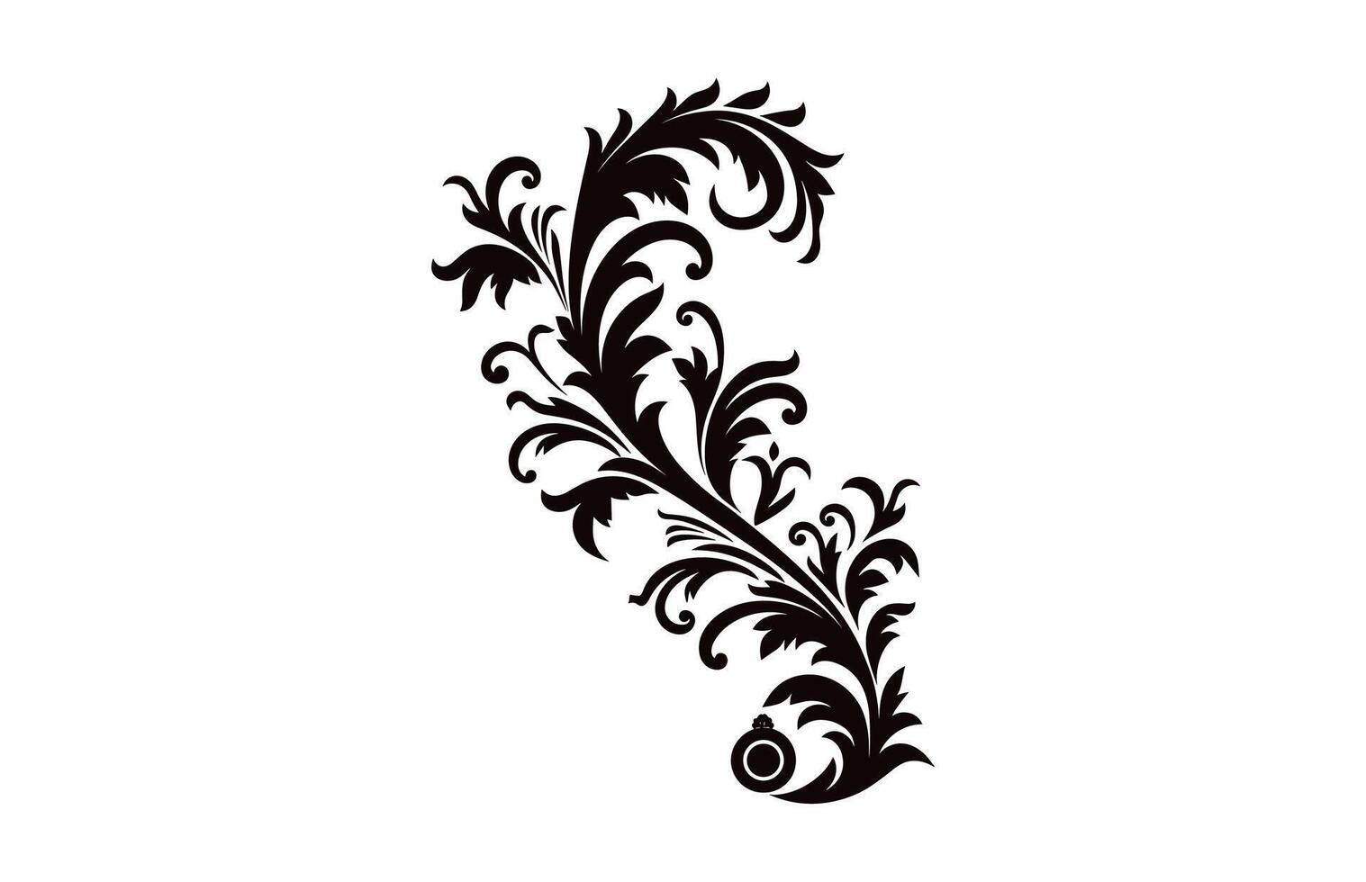 Vintage floral Baroque black silhouette vector free