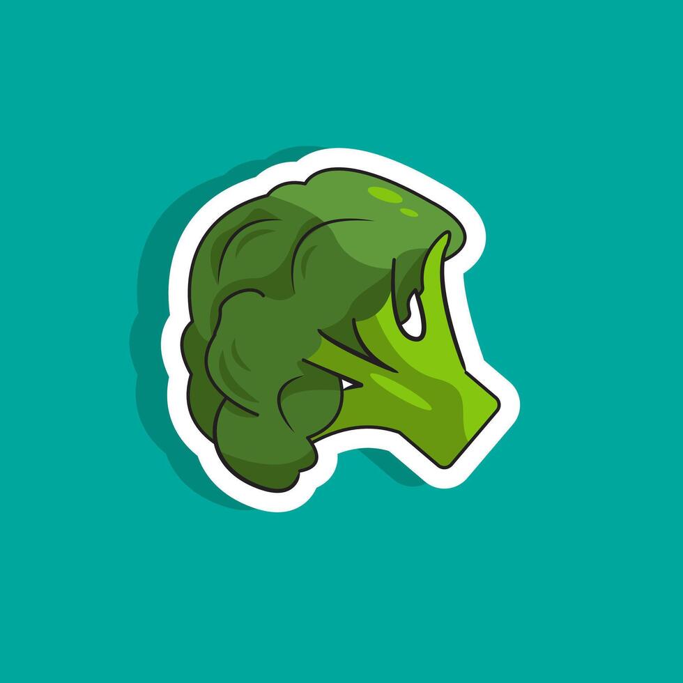 Vector illustration of broccoli sticker