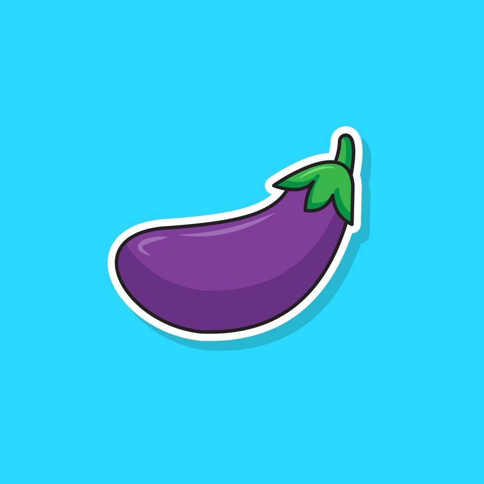 Vector illustration of sticker eggplant
