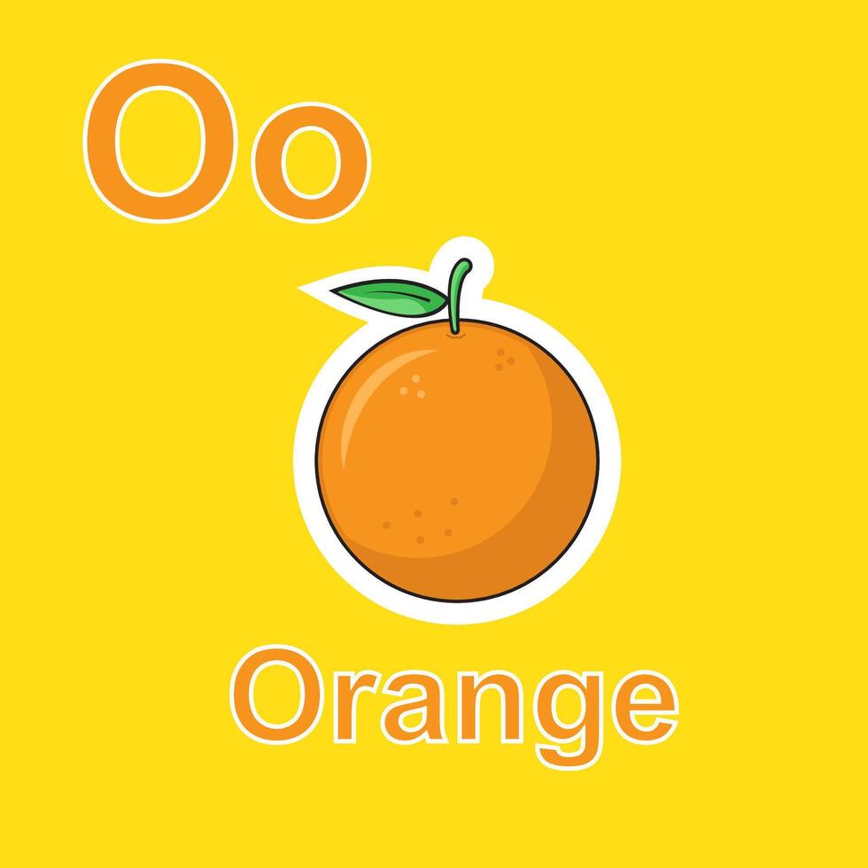 vector ilustración de naranja tarjetas didácticas
