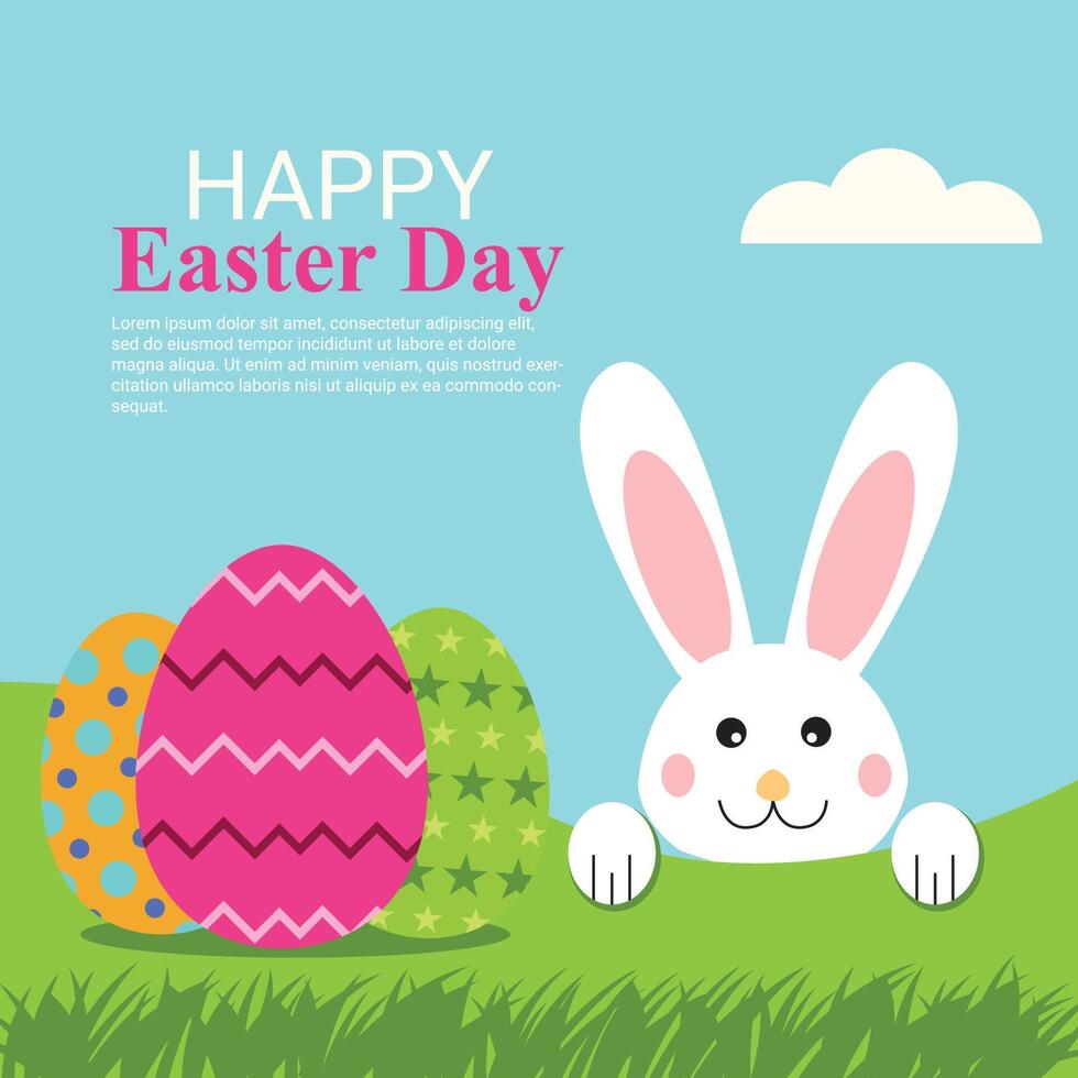 Happy easter day celebration flat design background vector