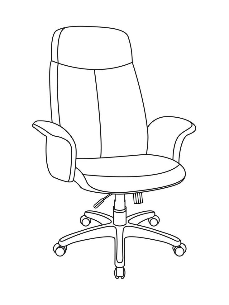 Stylish modern office chair, assorted set of office chairs, Vector minimal office chairs angle view isolated on white background.