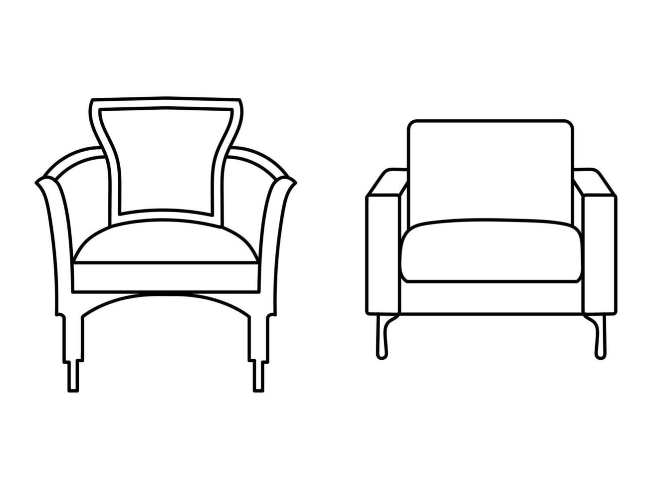 Modern furniture armchair home, Continuous line drawing executive office chair concept, sofa chair vector illustration