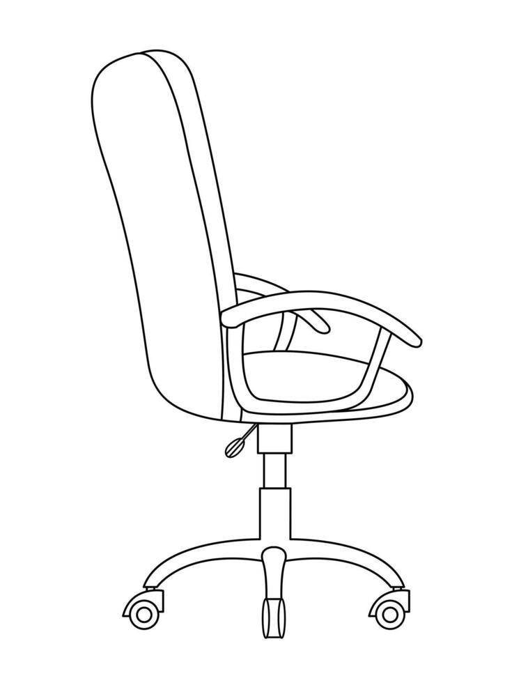 Stylish modern office chair, assorted set of black leather office chairs, Vector minimal office chairs angle view isolated on white background.