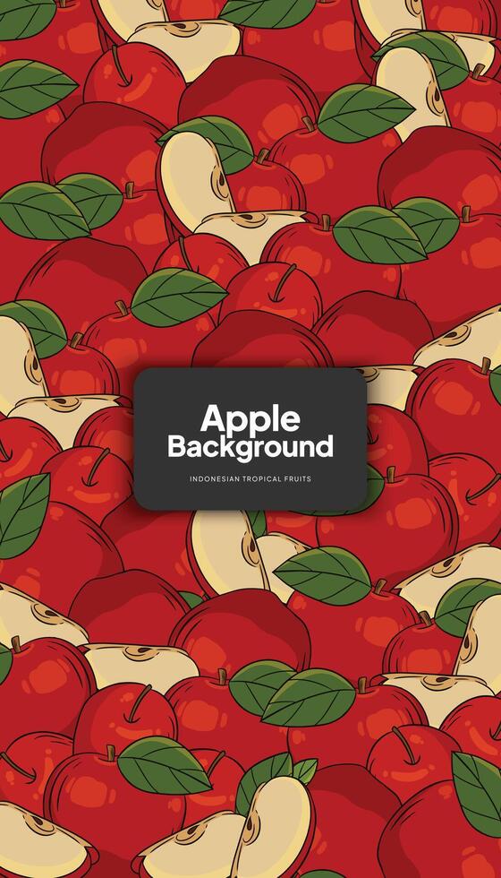 Apple background illustration, tropical fruit design background for social media post vector